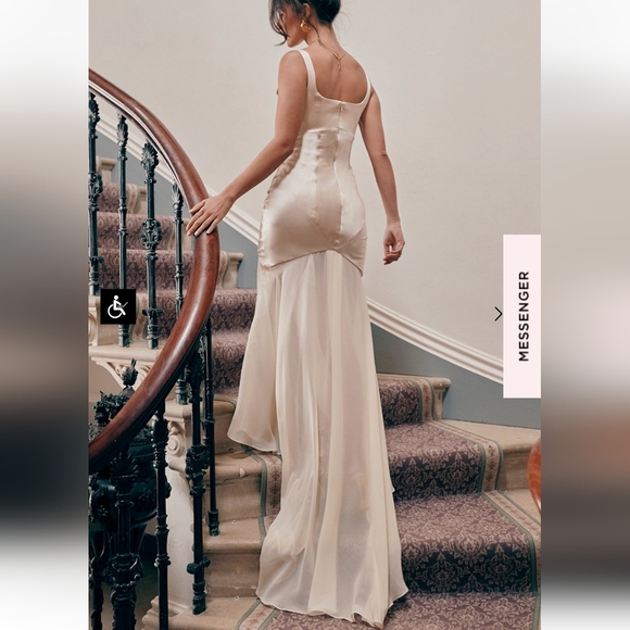 Vittoria satin and chiffon maxi gown - Picture 3 of 5